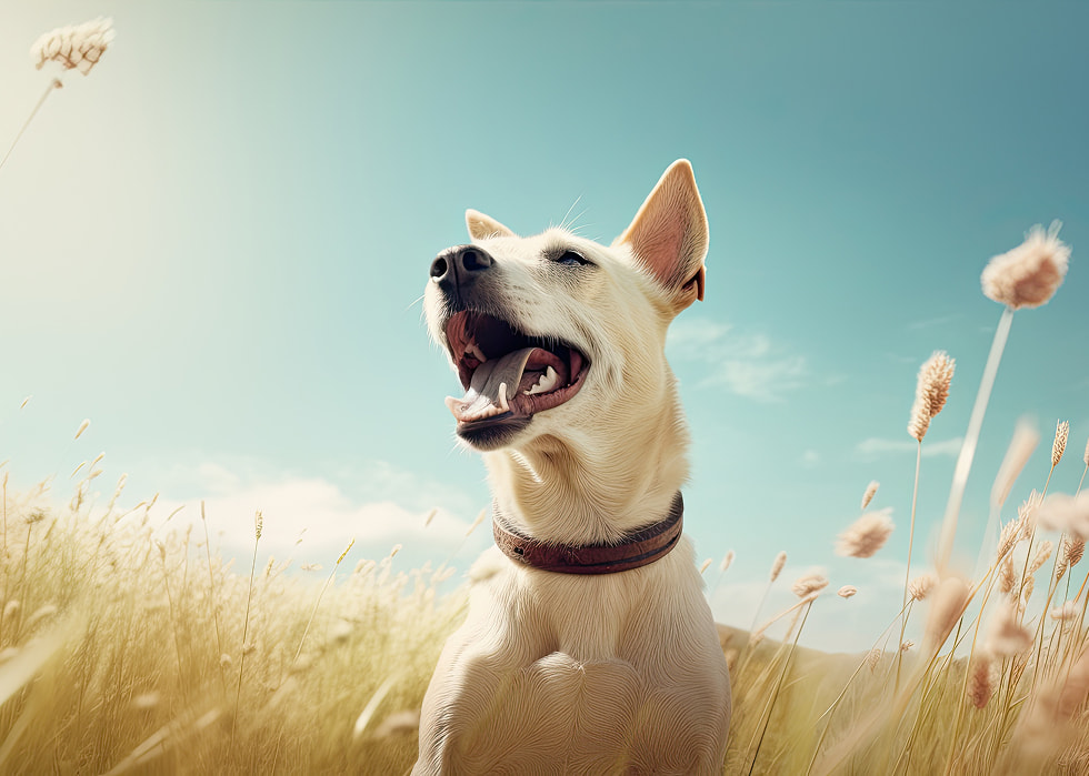 Hund Im Feld Mit Halsband